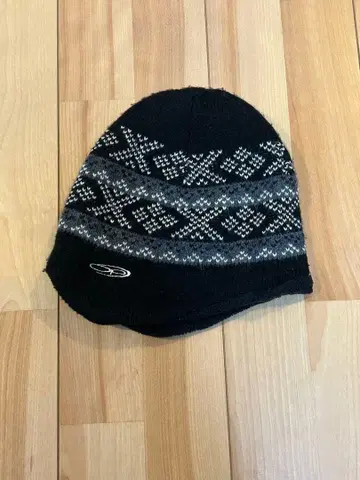 니트 모자 비니 블랙 노르딕 무늬
