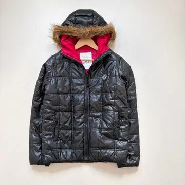 러스케 퍼 후드 충전솜 다운 자켓 광택 헤이세이 y2k 갸루 시크 스타일