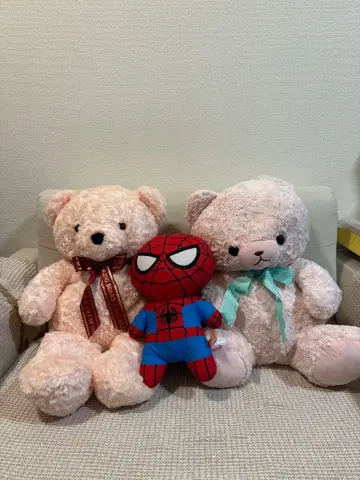 스파이더맨과 리본 포함 곰 봉제 인형 세트