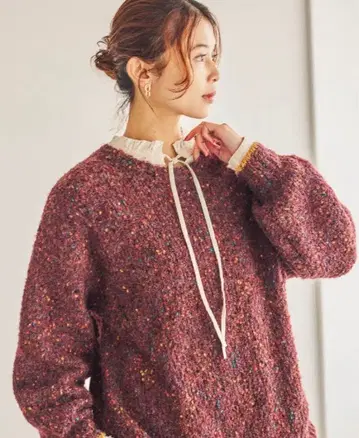 3 게이지 덩어리 얀 튜닉 니트 보르도