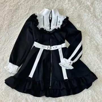 DEAR MY LOVE 십자가 자수 프릴 시스터 저지 원피스