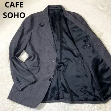 CAFE SOHO 하운드투스 체크 패턴 스탠드 카라 테일러드 자켓 XL