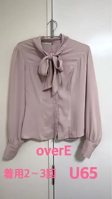 [ 착용 2~3회만 ] overE 긴팔 보타이 블라우스 핑크