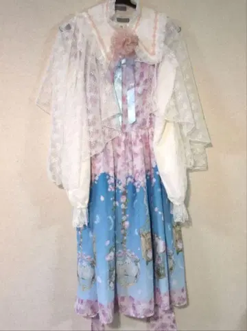 axes femme kawaii 블루밍 가든 오버롤 스커트 세트