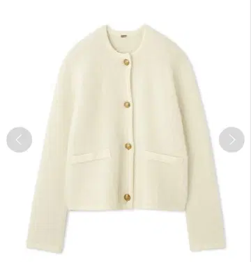 미라 오웬 금장 버튼 짧은 기장 알파카 니트 가디건 자켓