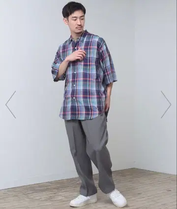 [ 새상품급 ] BEAMS / 체크 이지 미니 레귤러 카라 셔츠