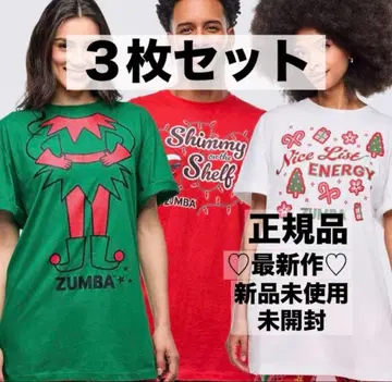 정품 최신작 미사용 새상품 미개봉 ZUMBA 크리스마스 T셔츠 3장 세트