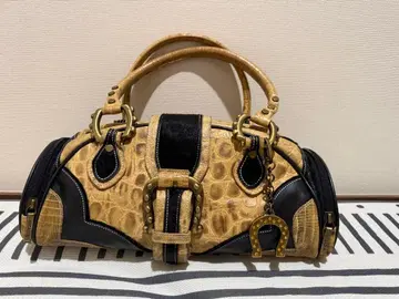 ARCADIA 크로커다일풍 핸드백 베이지와 블랙