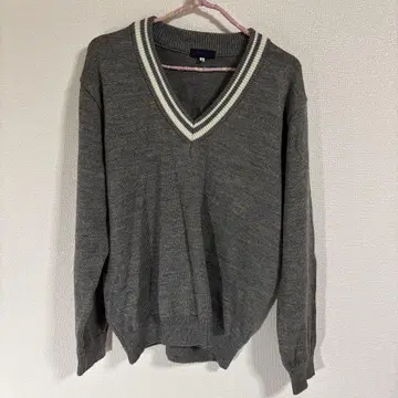 V넥 그레이 스웨터