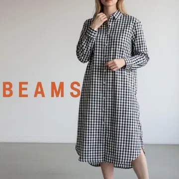 YJ406@ BEAMS 깅엄 체크 셔츠 원피스