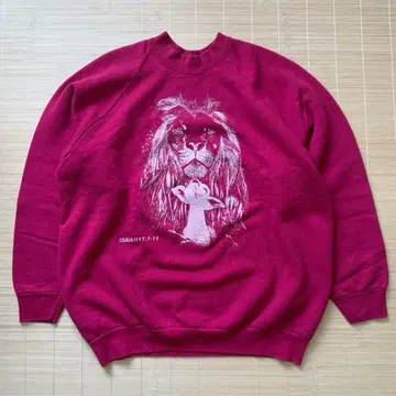 90s 빈티지 맨투맨 USA 래글런 빨간색 애니멀 무늬