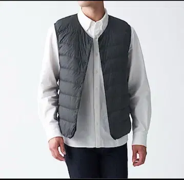 [ 무인양품 ] 경량 노카라 다운 베스트 희소 XL