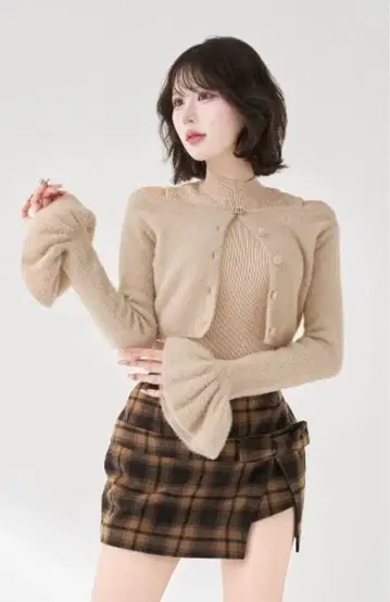 앙상블 샤기 니트탑 다리치 Darich 베이지