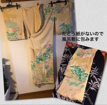 35 ] 앤티크 호몬기 기모노 크림색 레트로