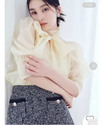 LILY BROWN 릴리 브라운 오간자 보타이 블라우스