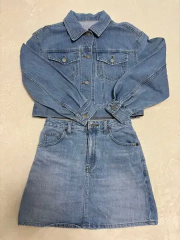 GU 데님 자켓 & 스커트 세트