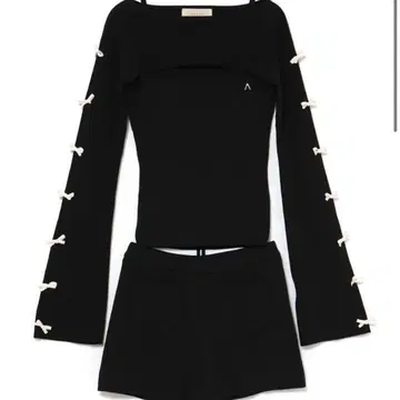 andmary Cindy 리본 니트 세트업 블랙