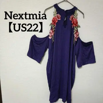 Nextmia [ US22 ] 퍼플 오프숄더 무릎 기장 원피스 오픈 숄더