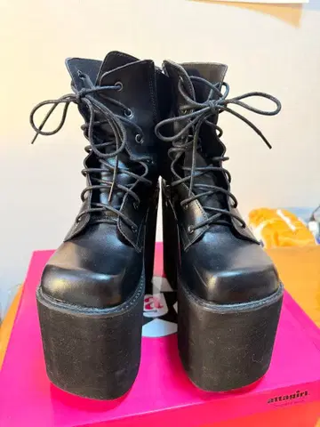 통굽 부츠 17cm 힐 블랙