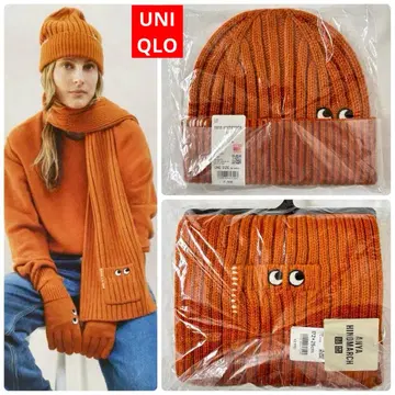 [ 미사용품 ] 유니클로 x 아냐 힌드마치 히트텍 비니 & 머플러