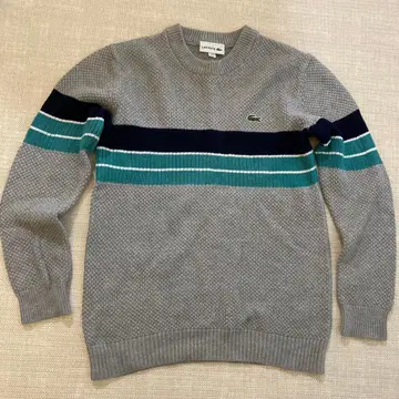 LACOSTE 라이트코튼 크루넥 스웨터 (차콜 그레이)