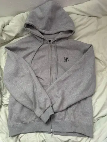 WOOALONG 더블 지퍼 후드티 그레이 M 속기모