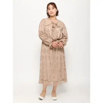 택 포함 새상품 리제이 베이지 전체 레이스 리본 롱 원피스 3L