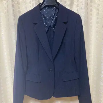 네이비 스트라이프 비즈니스 정장 세트 화이트 블라우스 포함 3종 세트