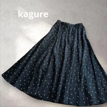 [ 새상품급 ] 카구레 린넨 도트 스커트 플레어 스커트