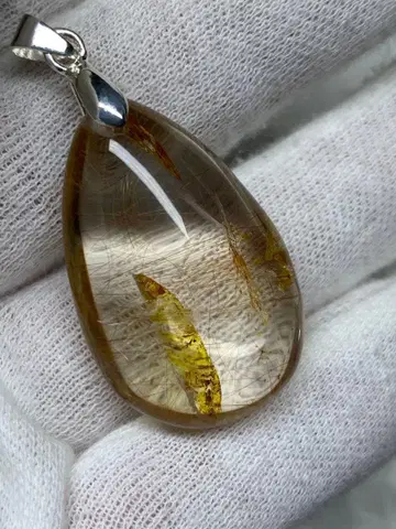 천연 라이모나이트 루틸 쿼츠 펜던트 탑