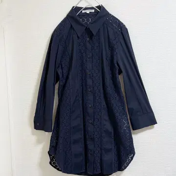 나라 까미체 블라우스 전체 레이스 네이비 레이스 엘레강트 올 패턴