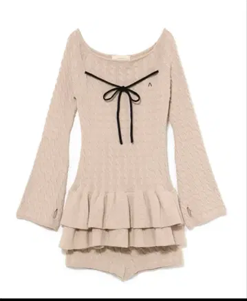 andmary Milky frill mini dress 베이지