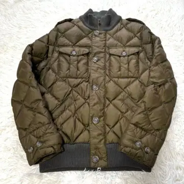 [ 랄프 로렌 ] 퀼팅 다운 점퍼 카키색 리브 옷깃 리브 소매 새상품급!
