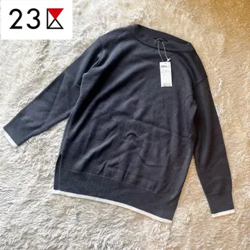 [택 포함 새상품] 23구 보트넥 니트 스웨터 바이컬러 그레이 38