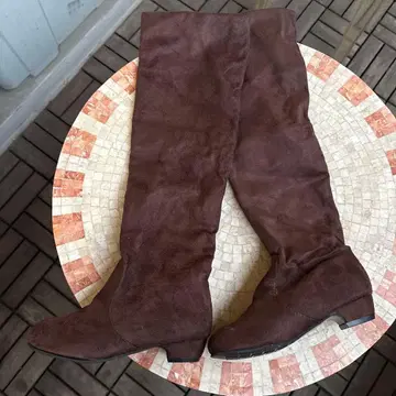 브라운 스웨이드 롱 부츠 36