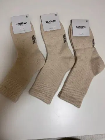 YANMAL 베이지 리브 삭스 3족 세트
