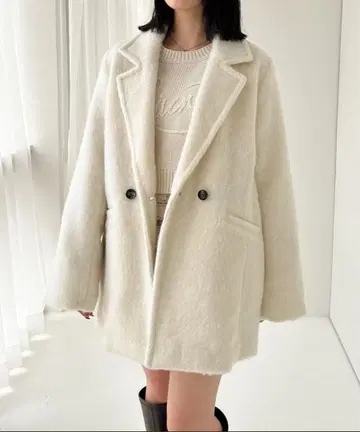 Heather 샤기 미들 코트 아이보리