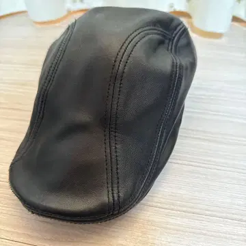 schott 블랙 가죽 헌팅 모자