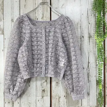 아카이브 새상품급 시어 셔츠 블라우스 꽃무늬 올 패턴 자수 숏 기장 퍼플