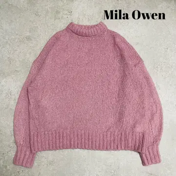 미라 오웬 모헤어 니트 풀오버 퍼프 슬리브 프리 핑크