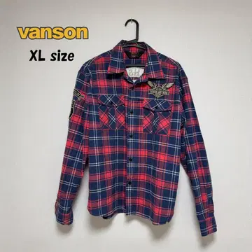 VANSON 루니툰 TWEETY 자수 와펜 체크 셔츠