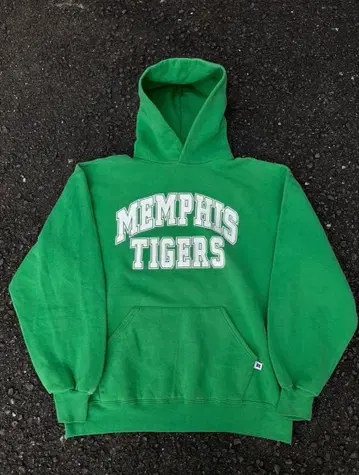 90s Russell 멤피스 타이거즈 후드 부착 후드티 그린
