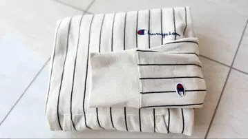 Champion 스트라이프 패턴 후드 부착 후드티