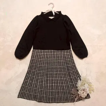 [couture brooch] 원피스 (M) 클래식 하운드투스