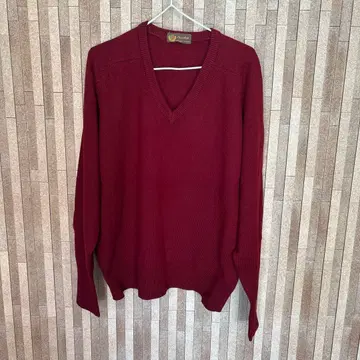 ARCACHON 일본제 퓨어 캐시미어 버건디 V넥 스웨터