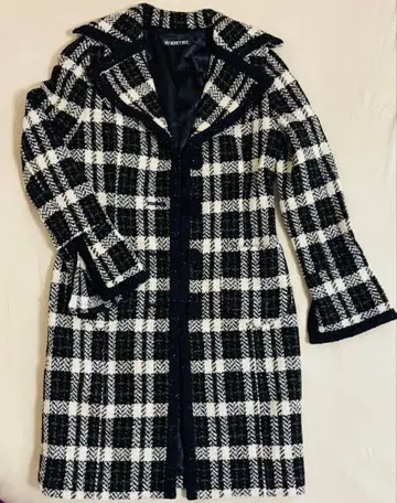 MY HONEY BEE 체크 무늬 롱 코트 M 사이즈