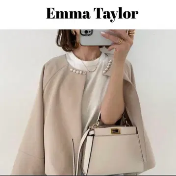 엠마 테일러 노카라 자켓 베이지 프리 사이즈 펄