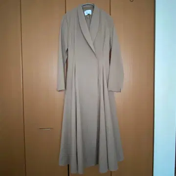 한국 디자인 베이지 롱 코트 원피스 코트 슬림