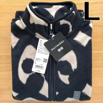 플리스 풀 지퍼 자켓 블랙 블랙 L 유니클로 마리메꼬