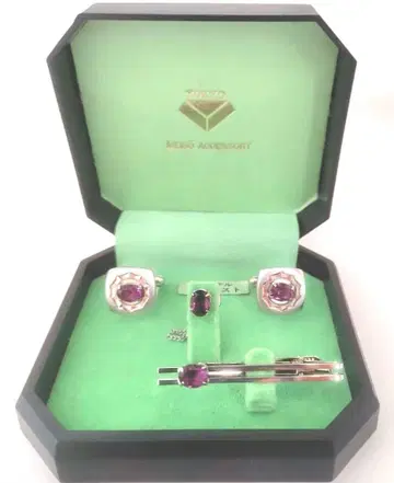 켄텔 자수정 커프스 링크 세트